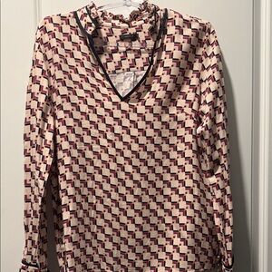 Chic V-Neck Geometric Women's Blouse